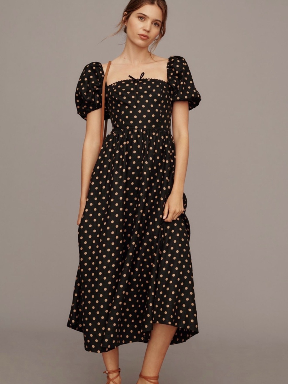 Reformation Marella Puff Sleeve Linen Dress Like New size 12